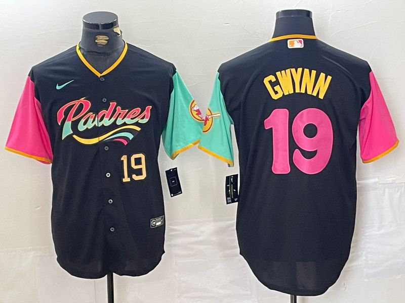 Men San Diego Padres #19 Gwynn Black City Edition 2024 Nike MLB Jersey style 12->san diego padres->MLB Jersey